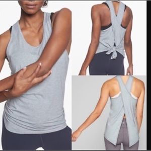 Athleta Essence Tie Back Tank in Large bluish grey